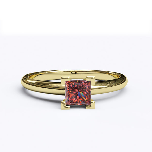 Solitaire Gold Engagement Ring with 0.35ct Princess Cut Ruby- 01SG04R